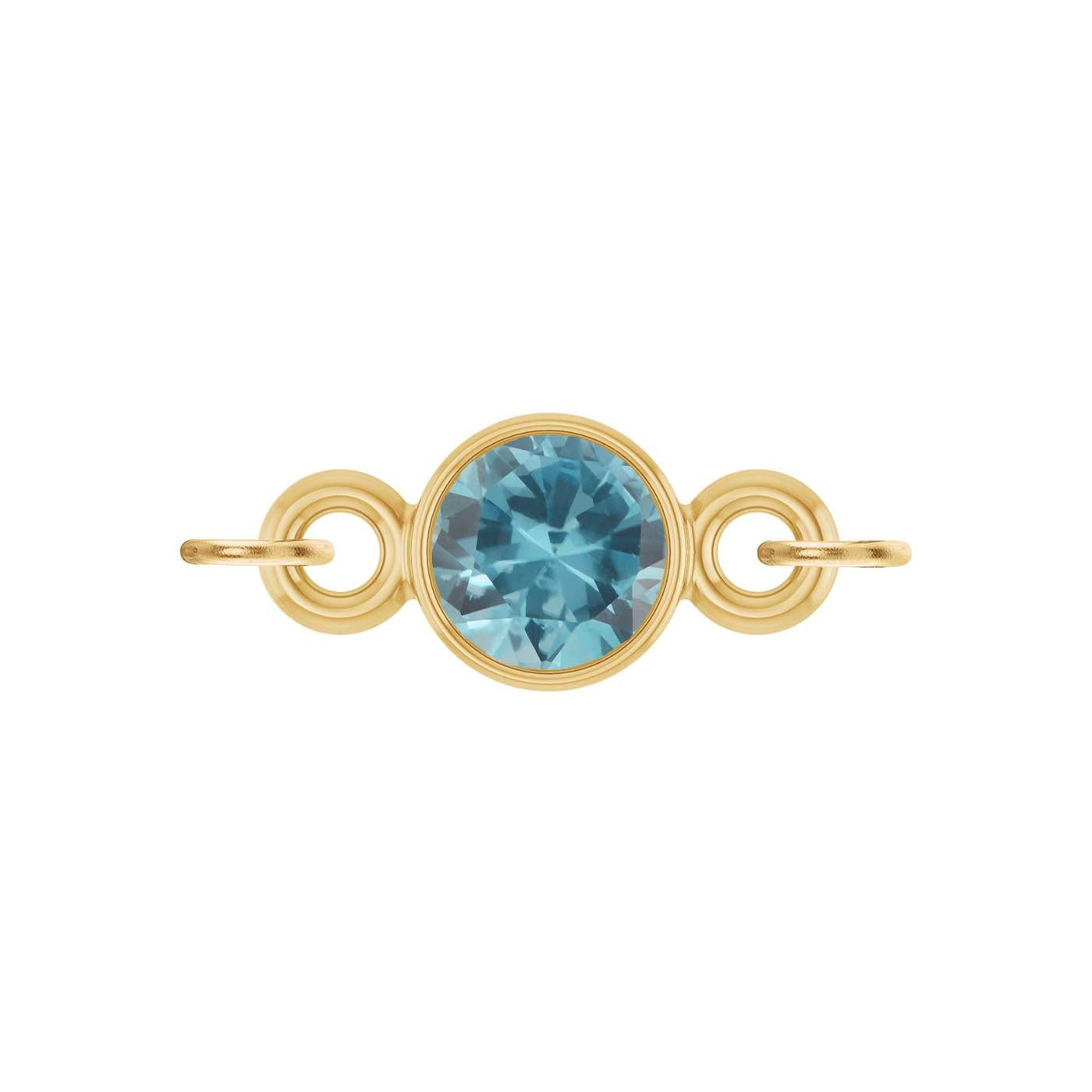 round-cut Swiss Topaz birthstone link charm in 14K yellow gold