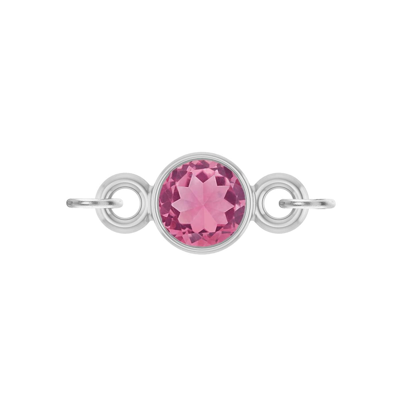 round-cut Tourmaline birthstone link charm in 14K white gold