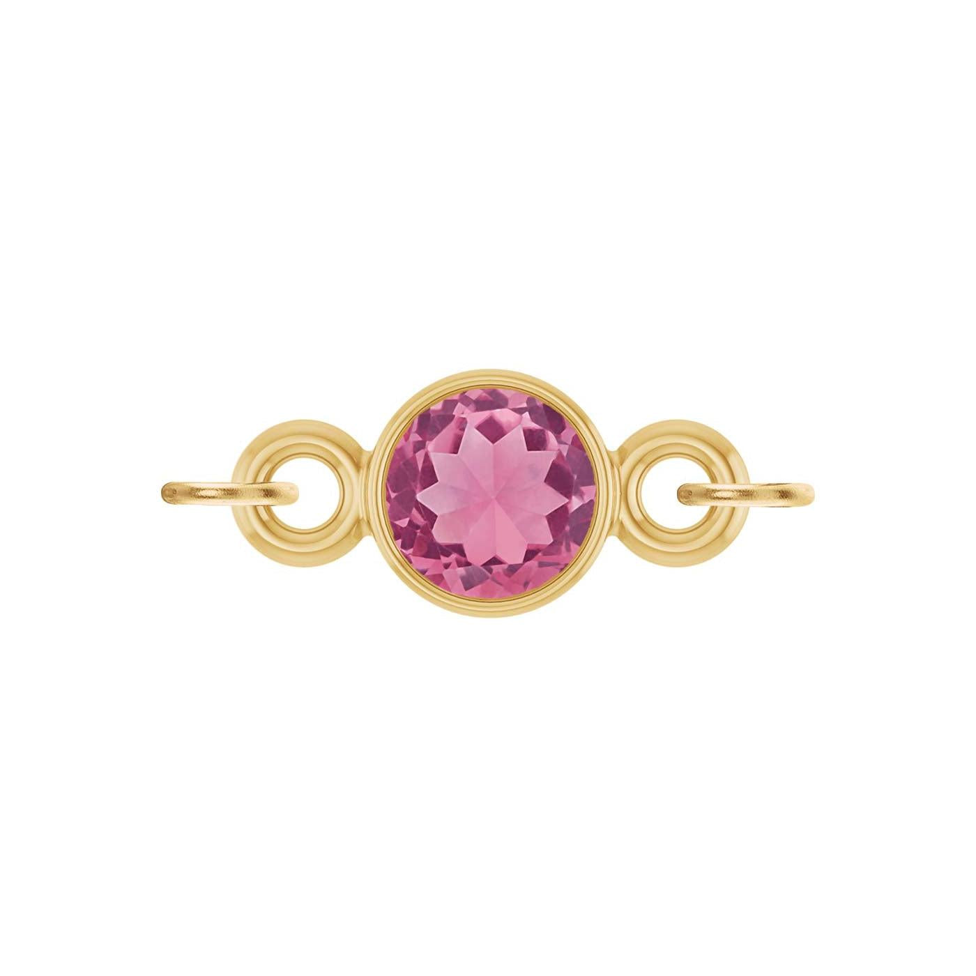 round-cut Tourmaline birthstone link charm in 14K yellow gold