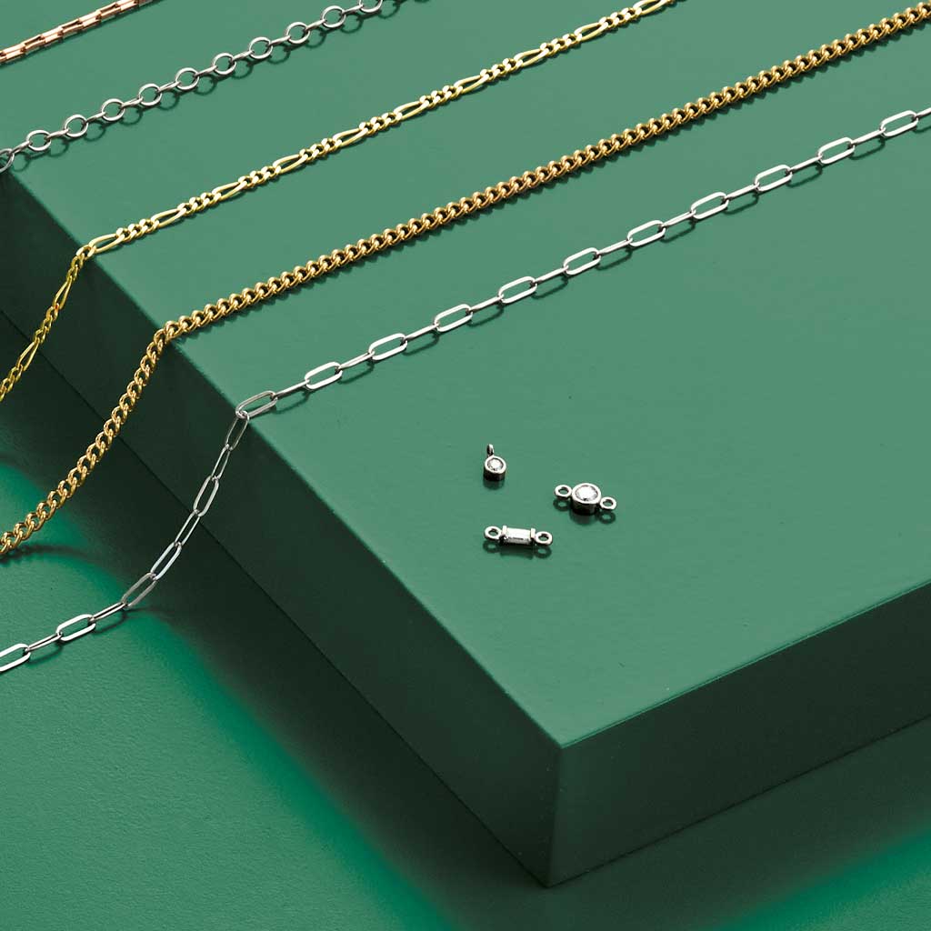 round-cut birthstone link charm in