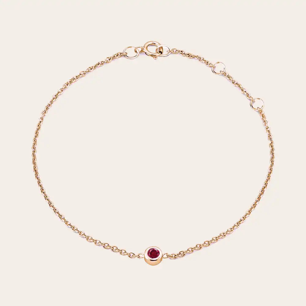 Bezel-set ruby bracelet in 14K rose gold on adjustable curb chain rose gold variant--14K-rose-gold variant--Ruby