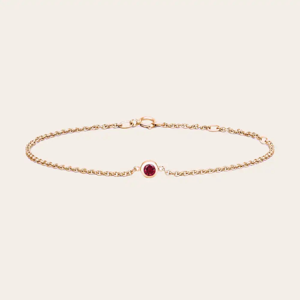 Delicate ruby bracelet with adjustable length rose gold variant--14K-rose-gold variant--Ruby