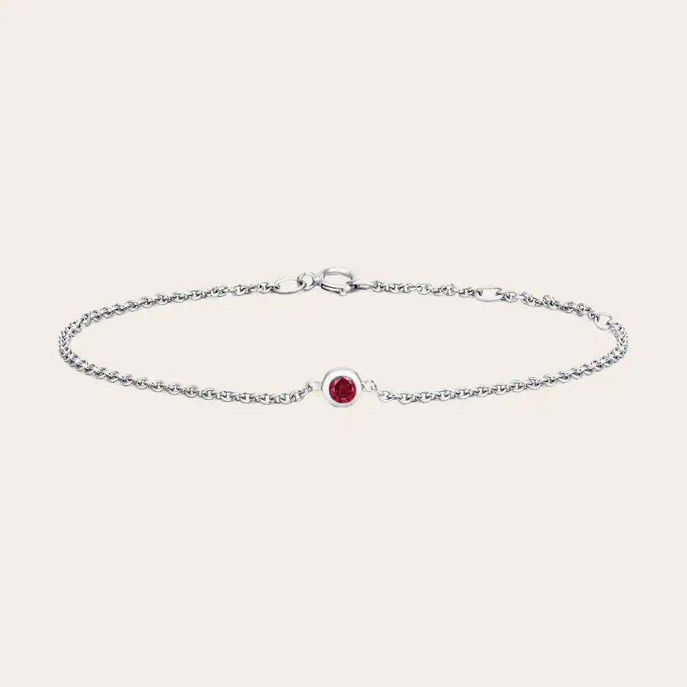 3mm ruby bracelet adjustable chain gold white gold variant--14K-white-gold variant--Ruby