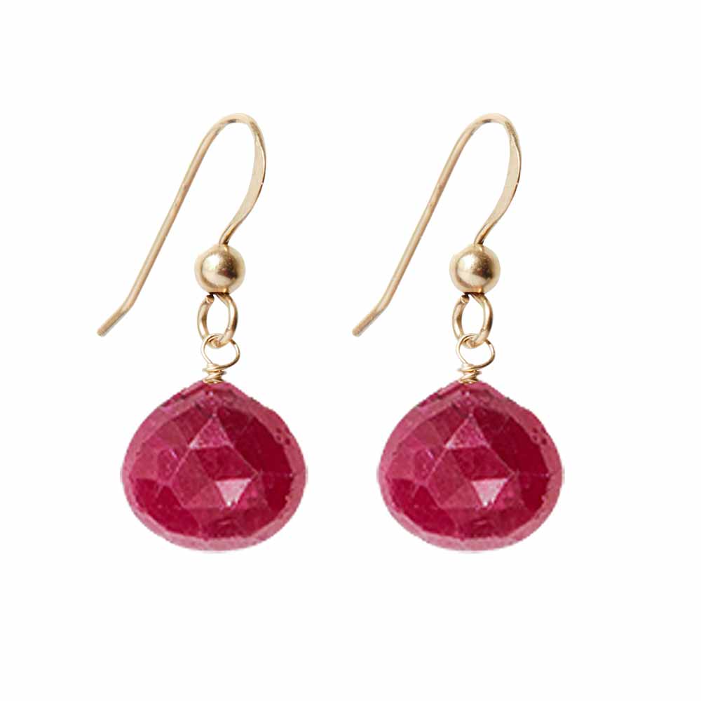 Ruby drop earrings in 14K gold