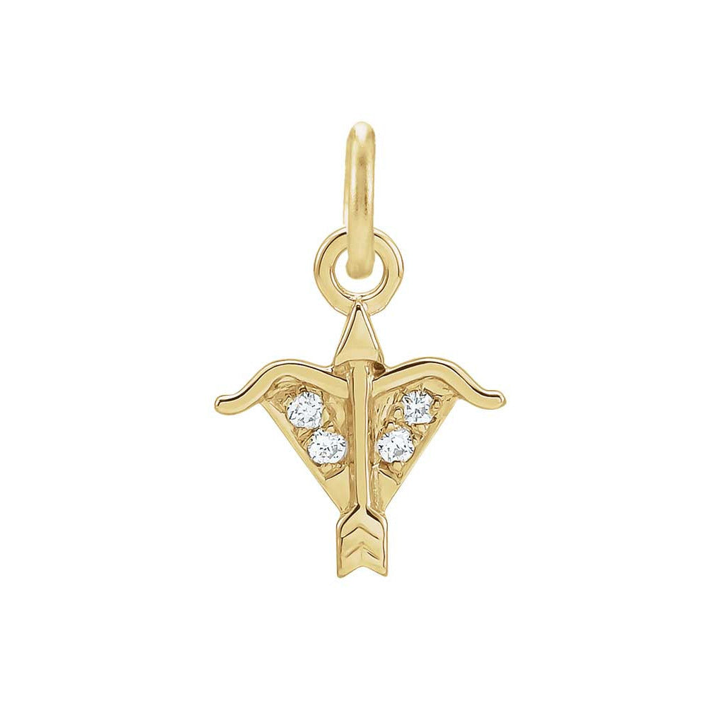 Sagittarius zodiac charm in solid 14K gold with diamond