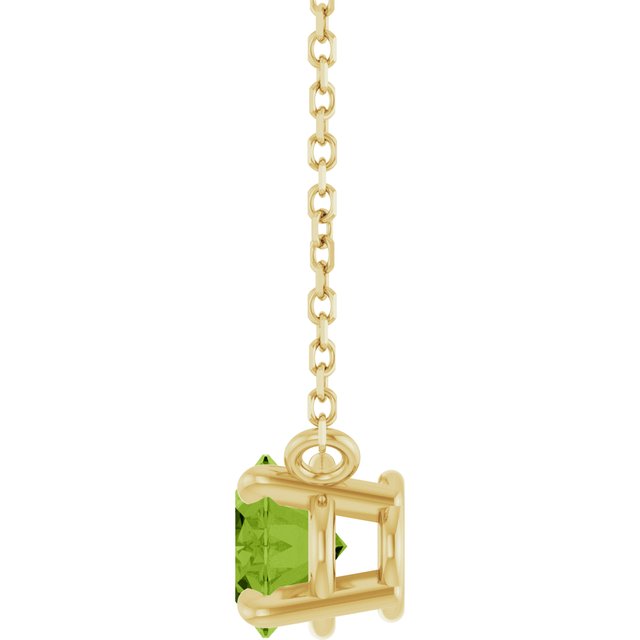 Side view East west peridot necklace