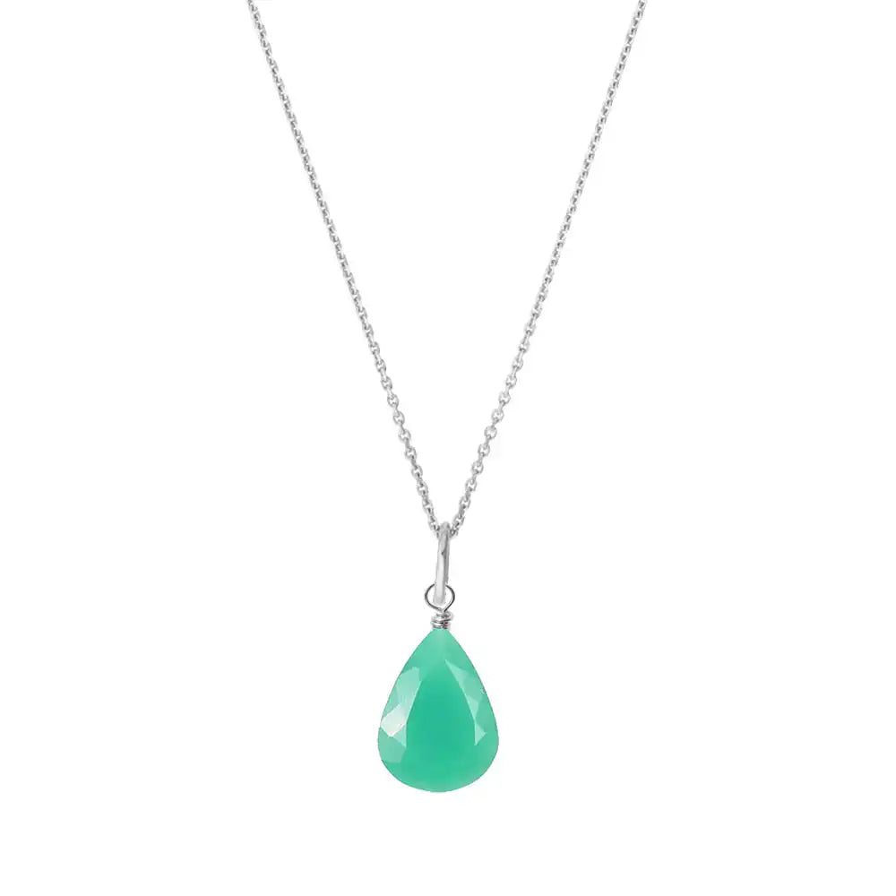 Minimal sterling silver chrysoprase necklace with modern appeal