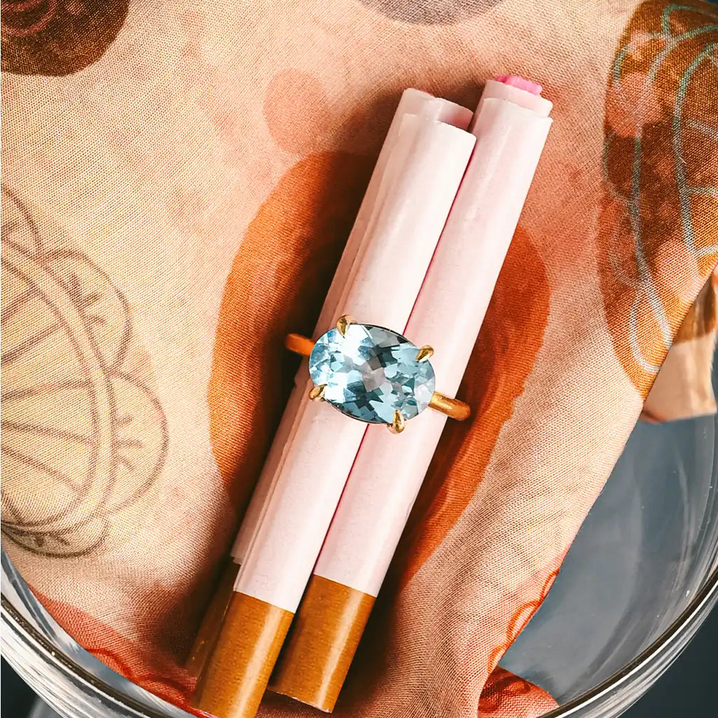Swiss Blue Topaz cocktail ring in 18K recycled gold