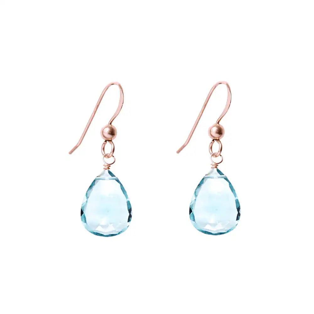 Rose Gold-fill Swiss Blue Topaz earrings, Rose Gold-fill Swiss Blue Topaz gemstone earrings, Rose Gold-fill Swiss Blue Topaz birthstone earrings