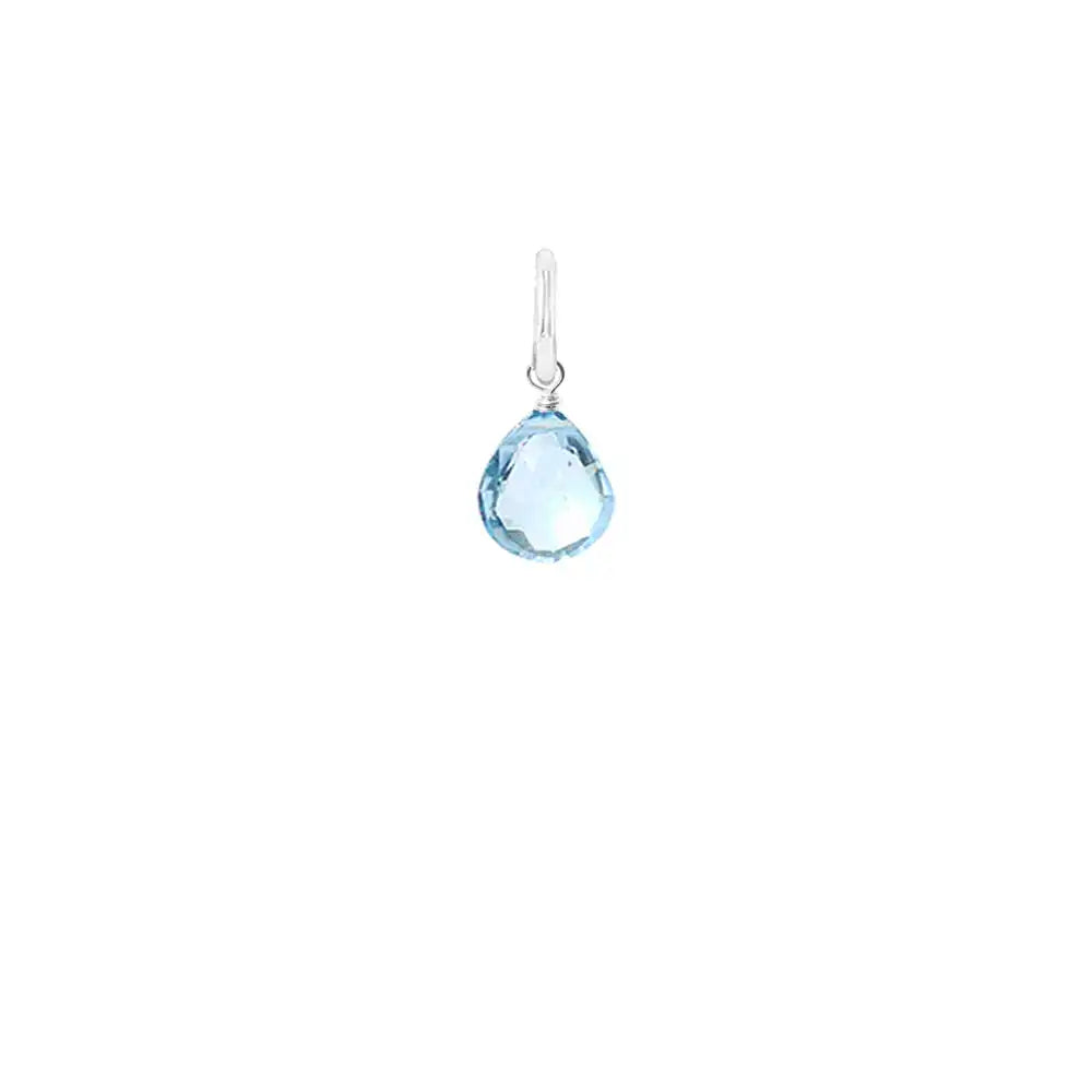 sterling silver-wrapped swiss topaz briolette charm in 12mm, ideal for meaningful gemstone jewelry. variant--Swiss-Topaz variant--Sterling-silver variant--Small