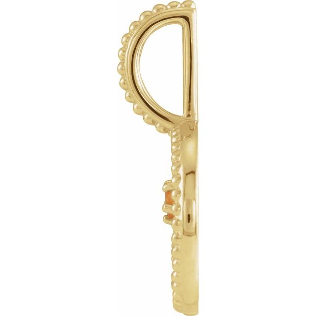 Detailed textured gold Virgo medallion with citrine side-view