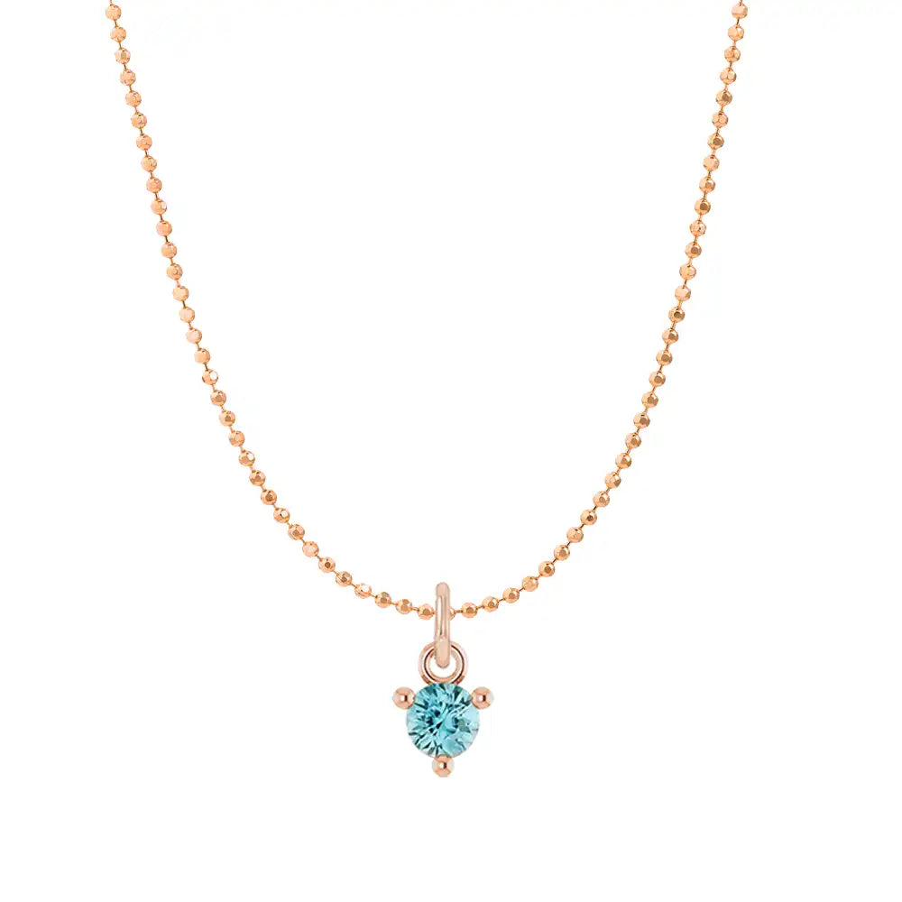 Dainty aquamarine necklace in 14K rose gold
