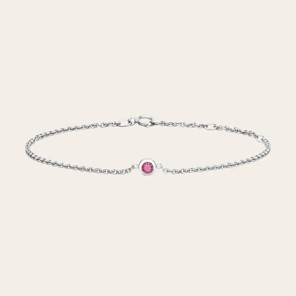 14K white gold Tourmaline bracelet, 14K white gold Tourmaline birthstone bracelet, 14K white gold Tourmaline gemstone bracelet