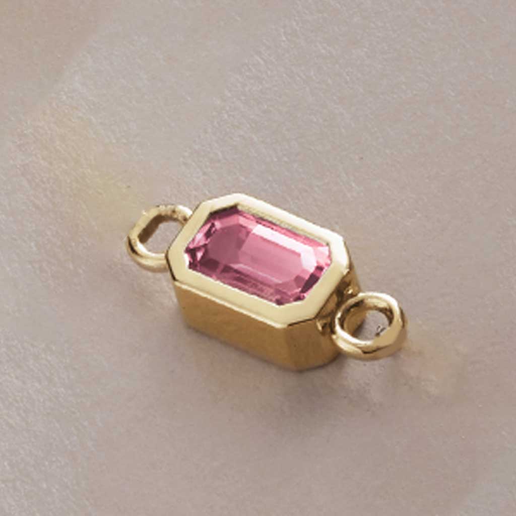 October tourmaline gemstone link in modern emerald-cut design