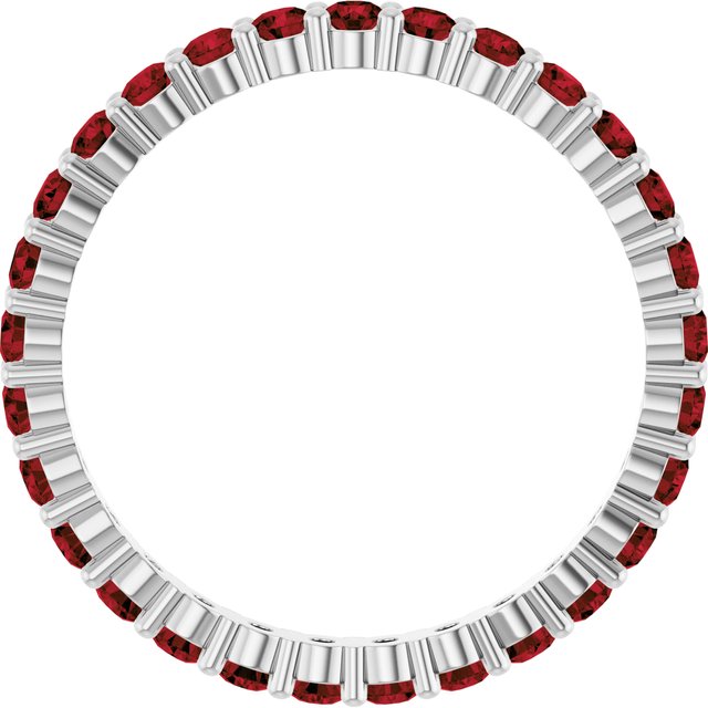 Eco-friendly white gold ring featuring Garnet birthstones, perfect for layering.