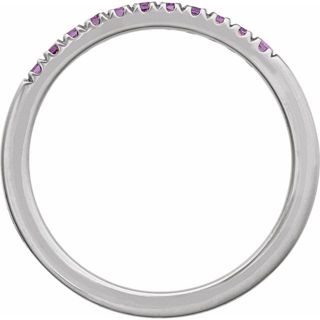 Amethyst stacking ring in white gold detail view