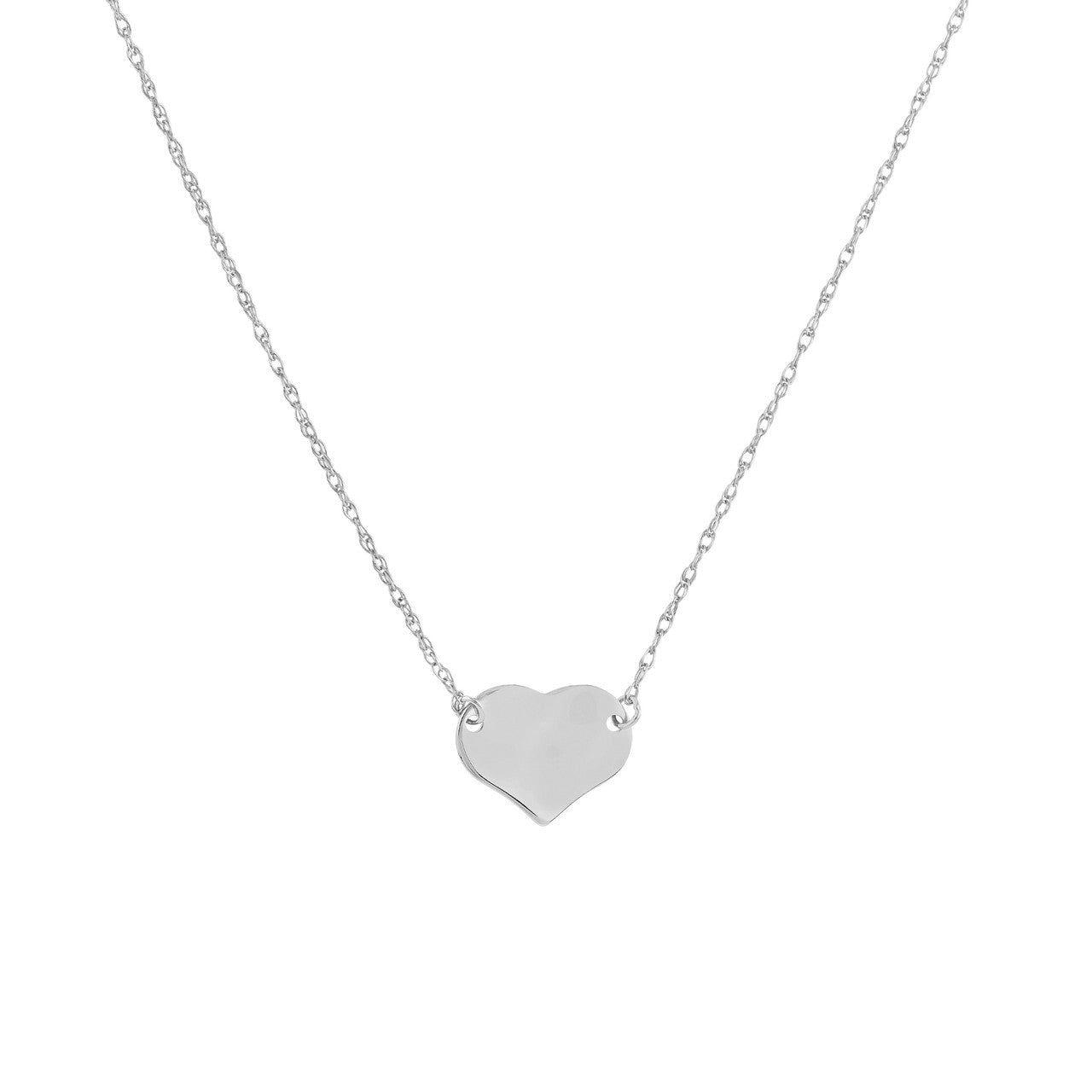 White gold Mini Heart Necklace in 14K gold on adjustable 16–18 inch chain