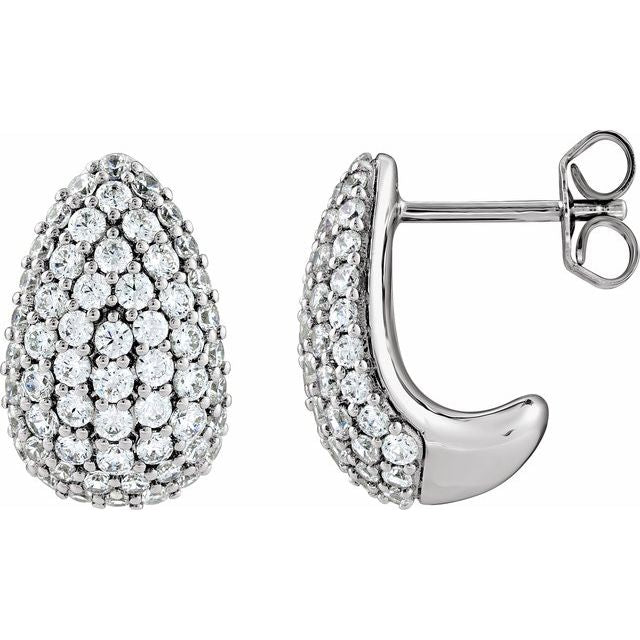 Close-Up of Pavé Teardrop Diamond Earrings in White Gold