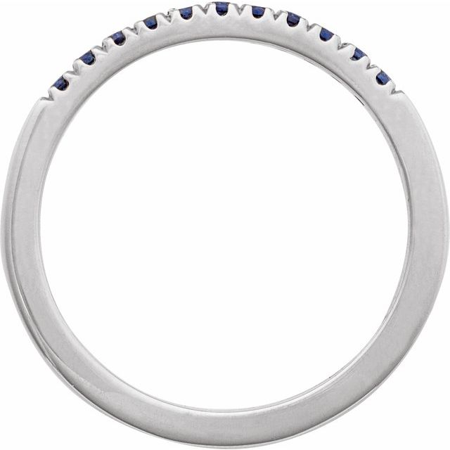 Side view of sapphire stacking ring in 14K white gold
