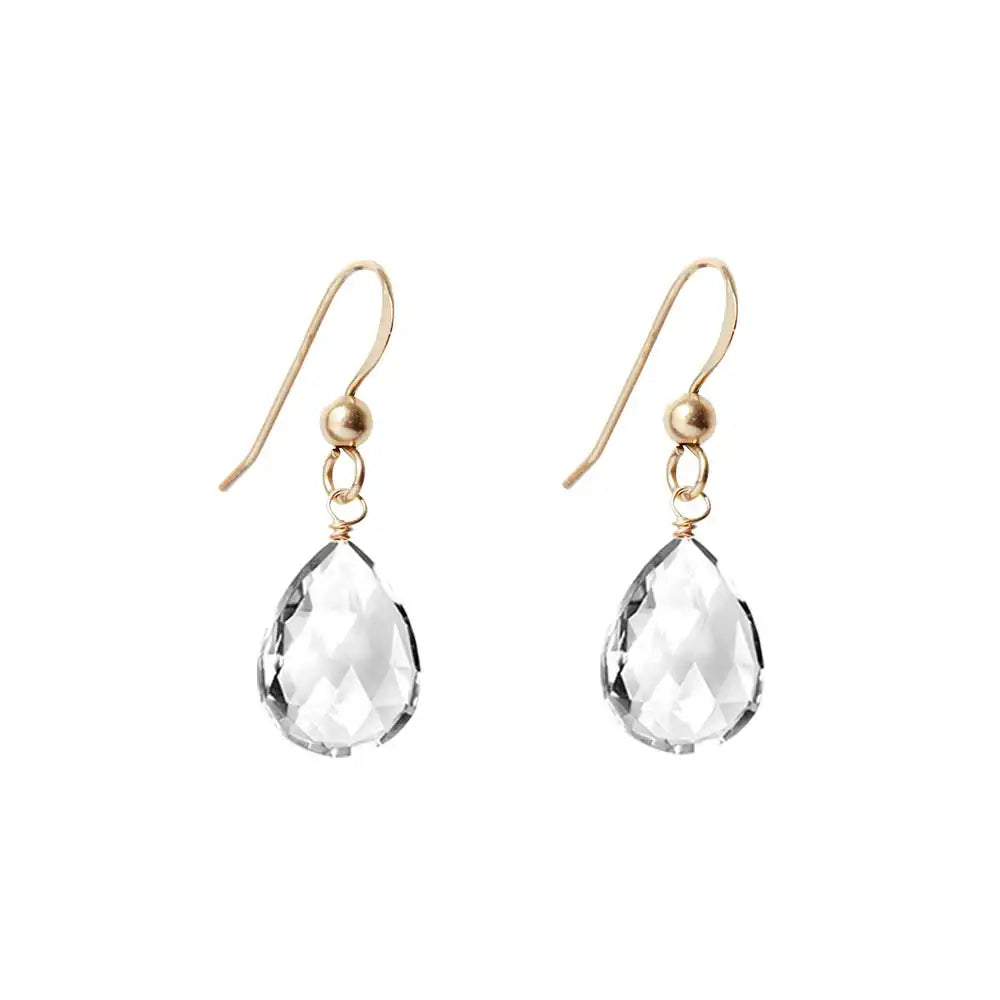 Lightweight white topaz earrings in gold-fill variant--Gold-fill variant--white-topaz