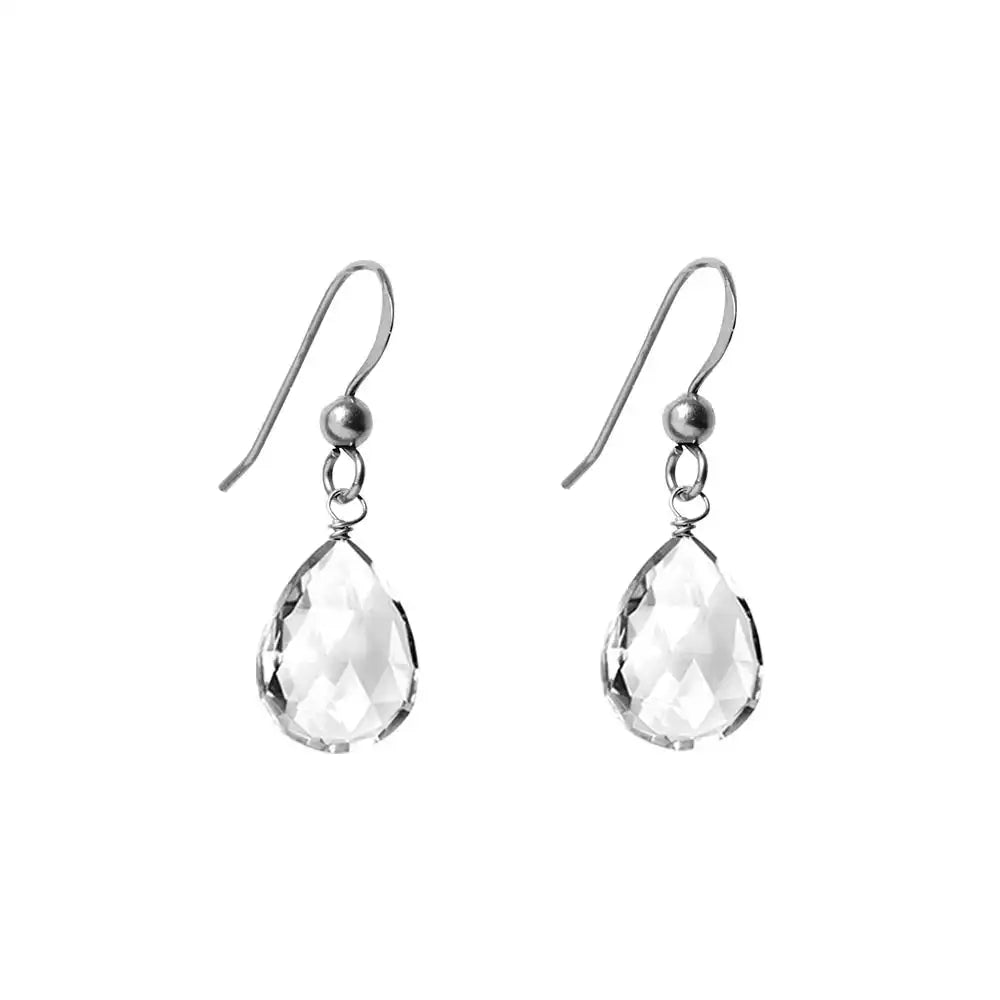 Handmade white topaz earrings in antiqued silver finish