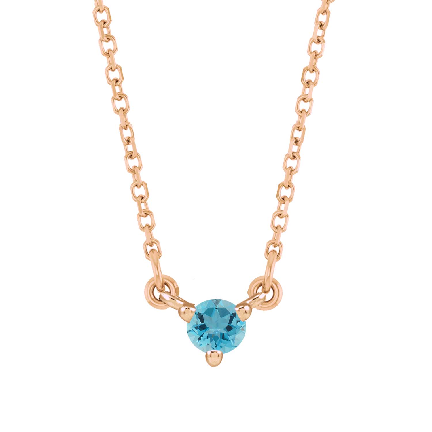 Tiny zircon necklace in 14K rose gold, delicate and dainty for everyday wear.