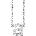 diamond lowercase initial necklace, initial necklace, diamond initial necklace 14K white gold A initial charm