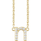 diamond lowercase initial necklace, initial necklace, diamond initial necklace 14K yellow gold N initial charm