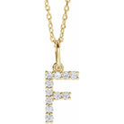 diamond initial necklace, initial necklace, diamond initial necklace 14K yellow gold F initial charm