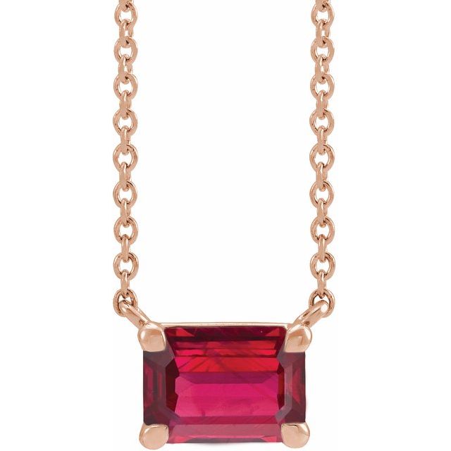 14K rose gold Ruby birthstone necklace, Ruby necklace in 14K rose gold, July birthstone necklace in 14K rose gold