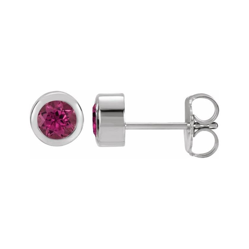 Tourmaline Sterling silver birthstone earrings in bezel setting, perfect birthday gift