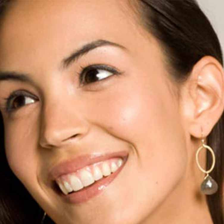Single gemstone gold drop earring, custom-made