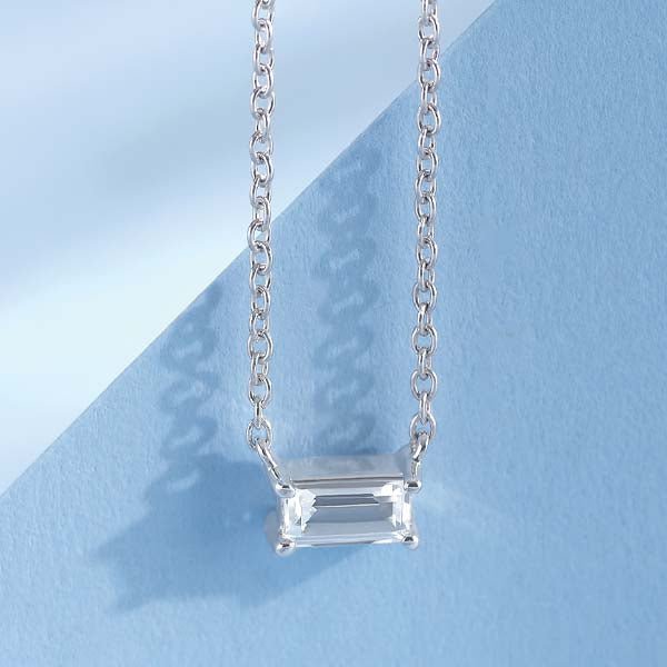 Diamond Baguette Solitaire Necklace - erin gallagher