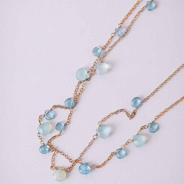 Double Strand Gemstone Station Necklace - erin gallagher