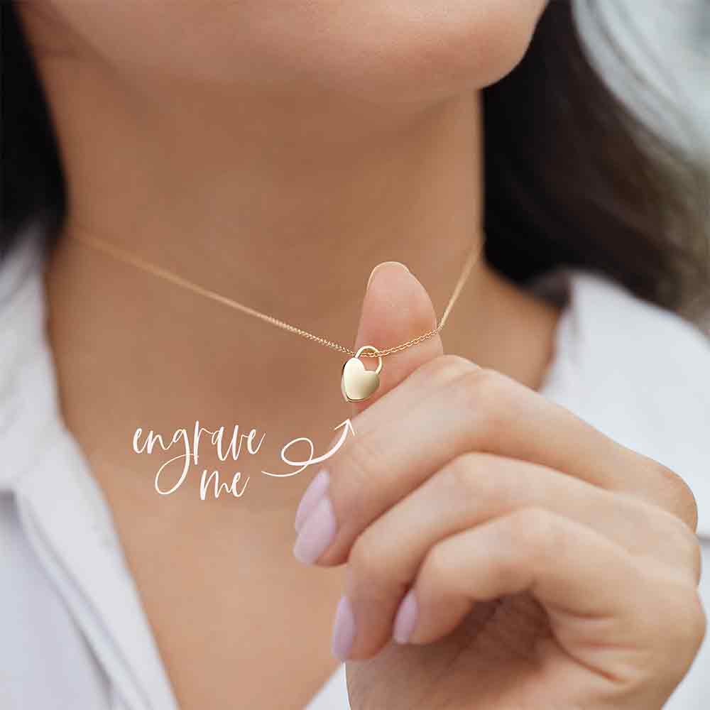 Engravable Heart Lock Necklace - erin gallagher