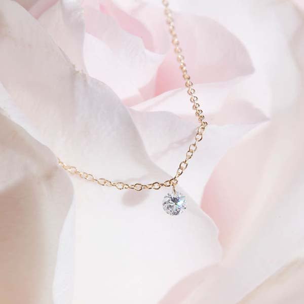 Floating Diamond Solitaire Necklace - erin gallagher