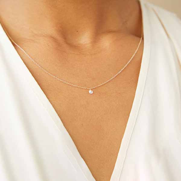 Floating Diamond Solitaire Necklace - erin gallagher