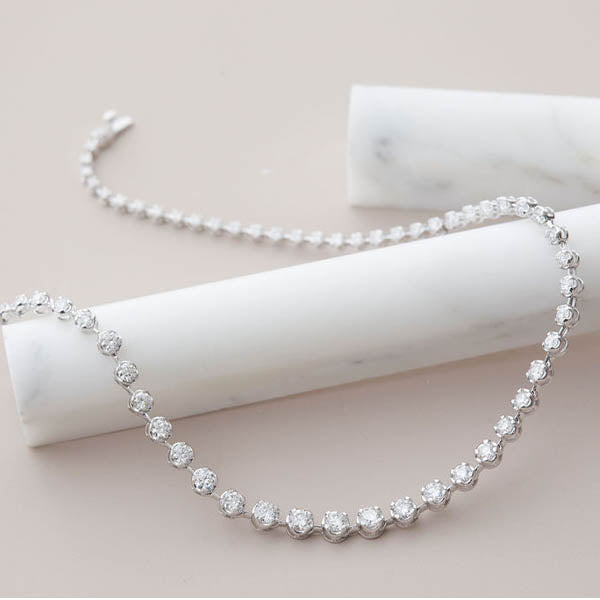 Graduated Diamond Tennis Necklace - erin gallagher