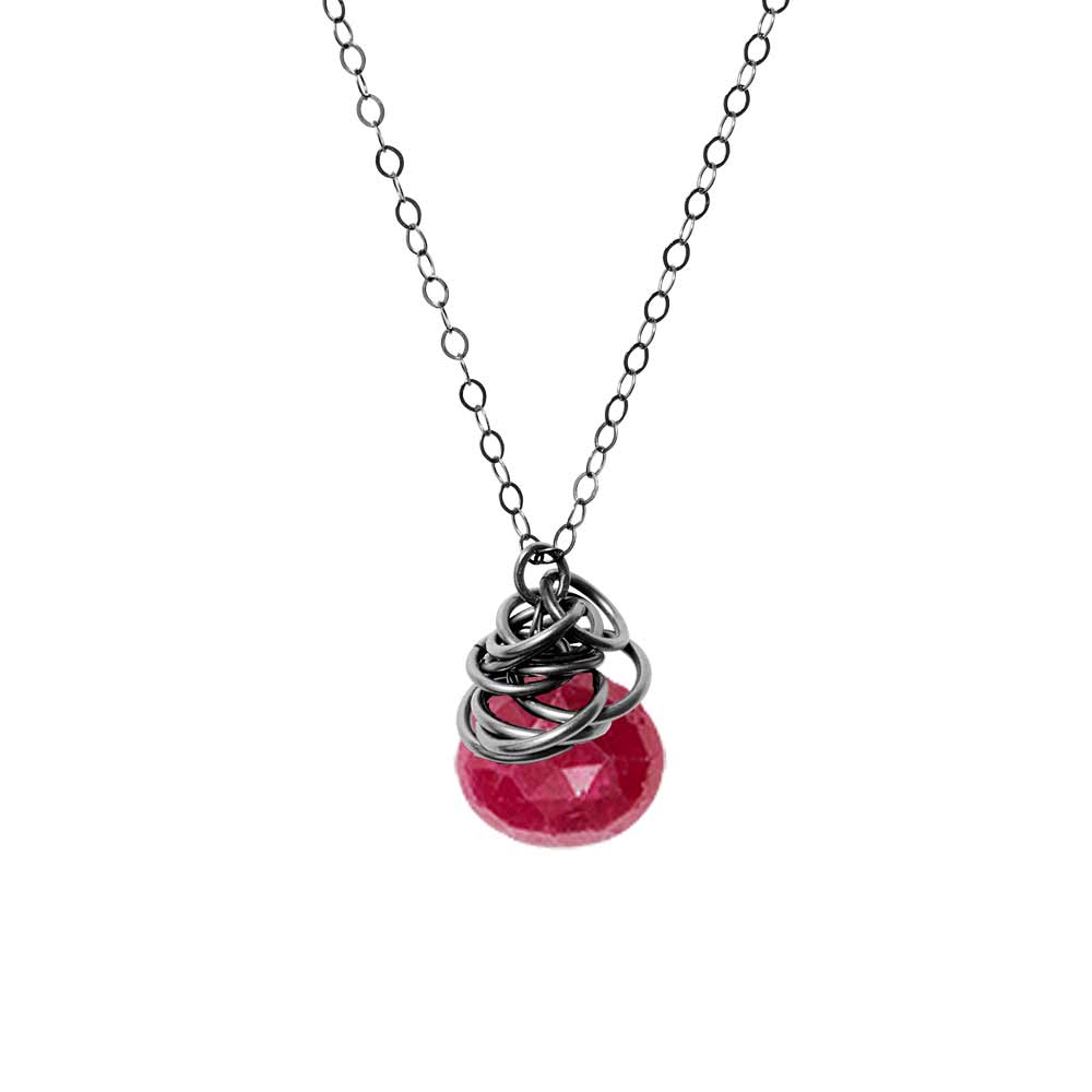 Modern ruby pendant necklace handcrafted USA