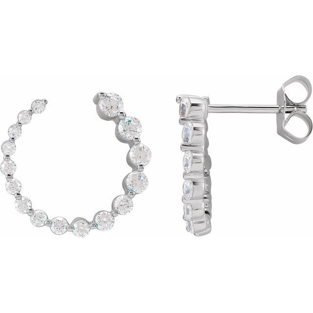 Spiral Sideways Diamond Hoop Earrings - erin gallagher