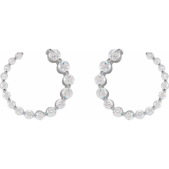 Spiral Sideways Diamond Hoop Earrings - erin gallagher
