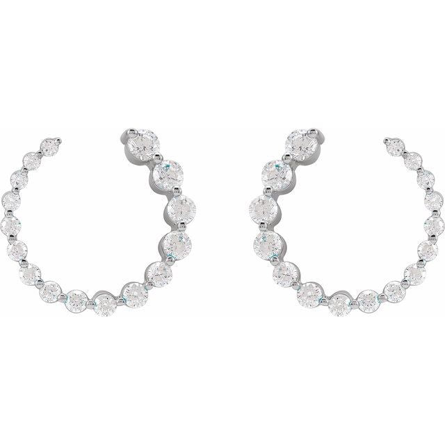 Spiral Sideways Diamond Hoop Earrings - erin gallagher