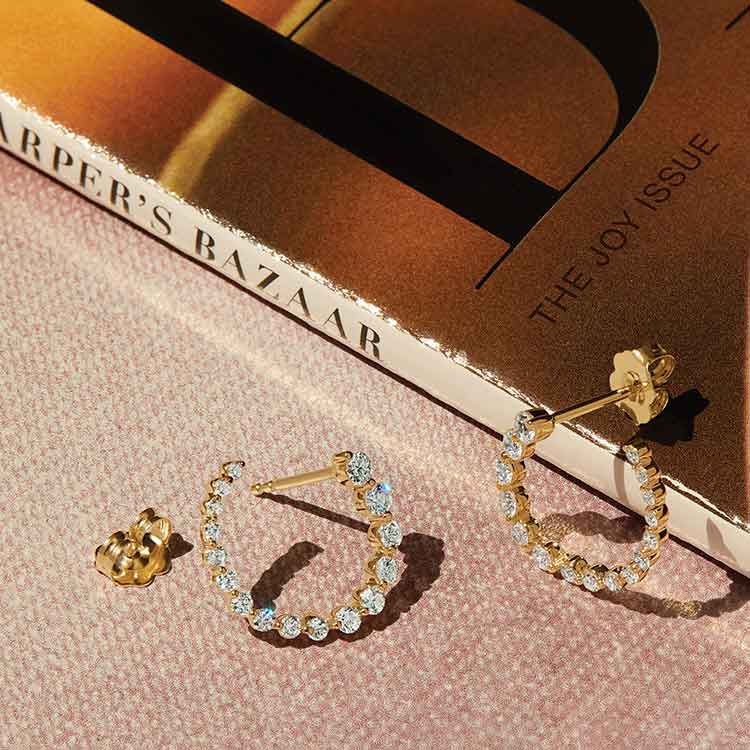 Spiral Sideways Diamond Hoop Earrings - erin gallagher