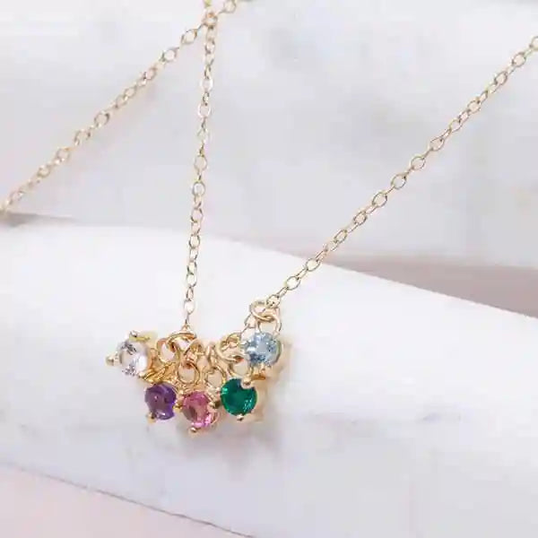 Handcrafted birthstone necklace collection in 14K gold and sterling silver