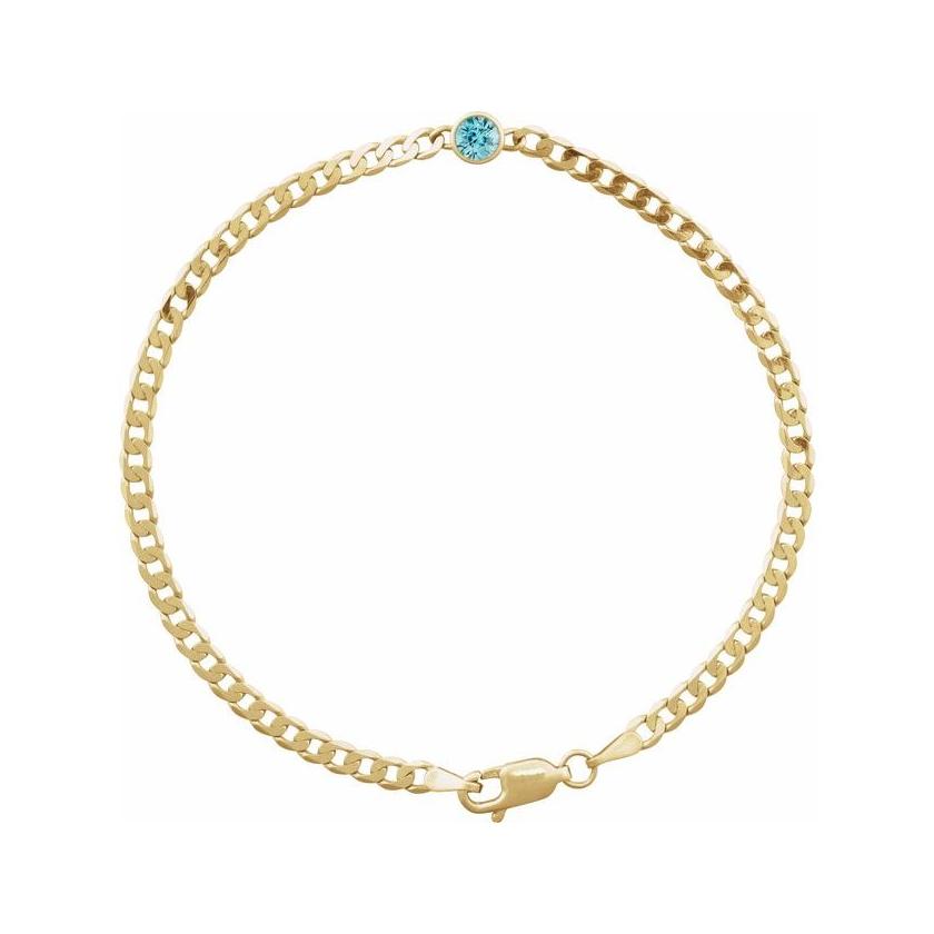 Natural zircon station bracelet in 14K gold, handcrafted in Colorado