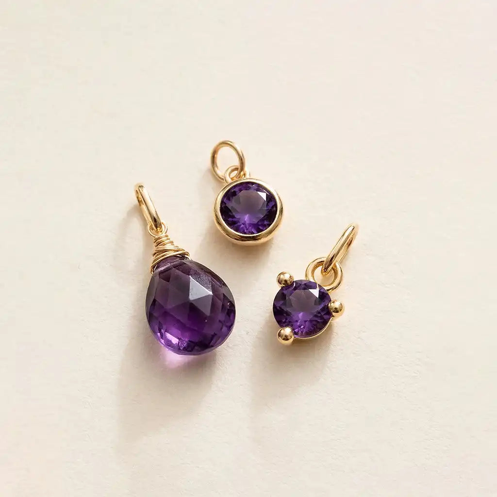 Amethyst charm for necklace or bracelet, February birthstone, by Erin Gallagher
