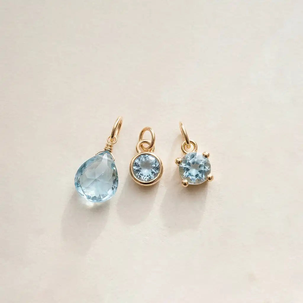 Aquamarine gemstone charm, gift-ready eco-friendly packaging