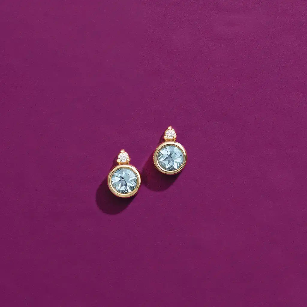 Aquamarine earrings in 14K gold handmade in CO by Erin Gallagher