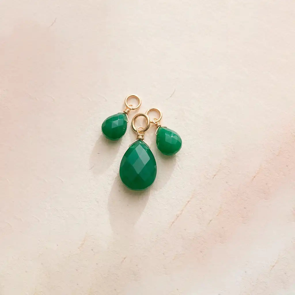 Handmade Chrysoprase charm in yellow gold