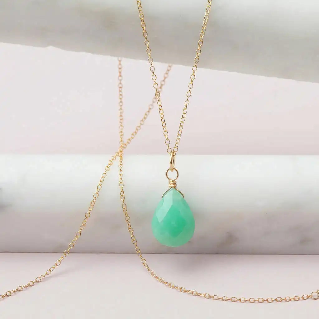 Hand-made chrysoprase necklace